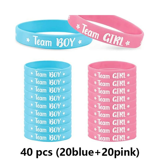 Boy Or Girl Gender Reveal Party Team Bride Bracelet Wristbands For Team Wendy Welcome Baby Shower Decoration Silicone 4/20/40PCS