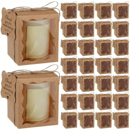 20Pcs Kraft Paper Gift Boxes With Clear Window